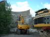 Parbold - Wheeled excavator and long reach breaking out concrete.